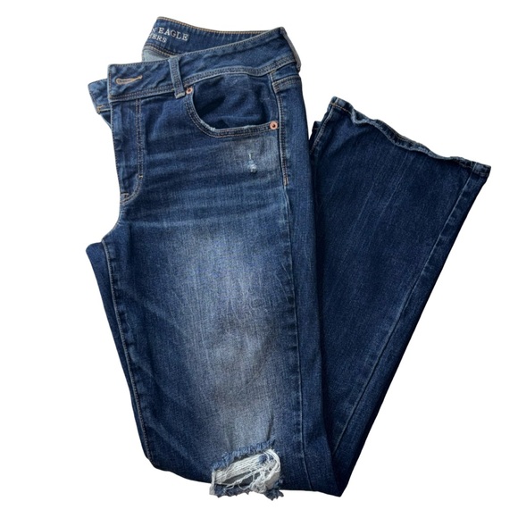 American Eagle Bootcut Jeans Women’s Distressed Medium Wash Denim - Picture 2 of 15